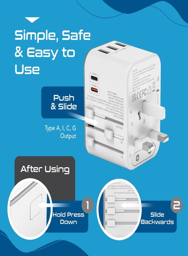 سبتكس محول سفر عالمي 6 في 1 من سيبتكس - منفذ USB-C، منفذ USB-A، شحن سريع PD/QC 3.0، منفذ USB-C، أسود - محول سفر عالمي، شحن سريع، 3.1 أمبير كحد أقصى، 240 فولت، حاصل على شهادات FCC وCE وRoHS، حماية من زيادة التيار - Image 4